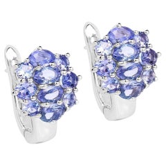 Natural Tanzanite Earrings 3.42 Carats Sterling Silver