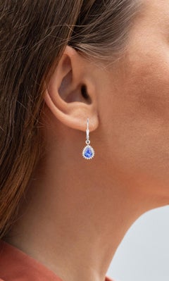Natural Tanzanite Earrings With White Topaz 1.48 Carats Sterling Silver