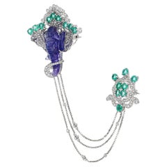 Natural Amethyst & emerald & diamond in 18k gold