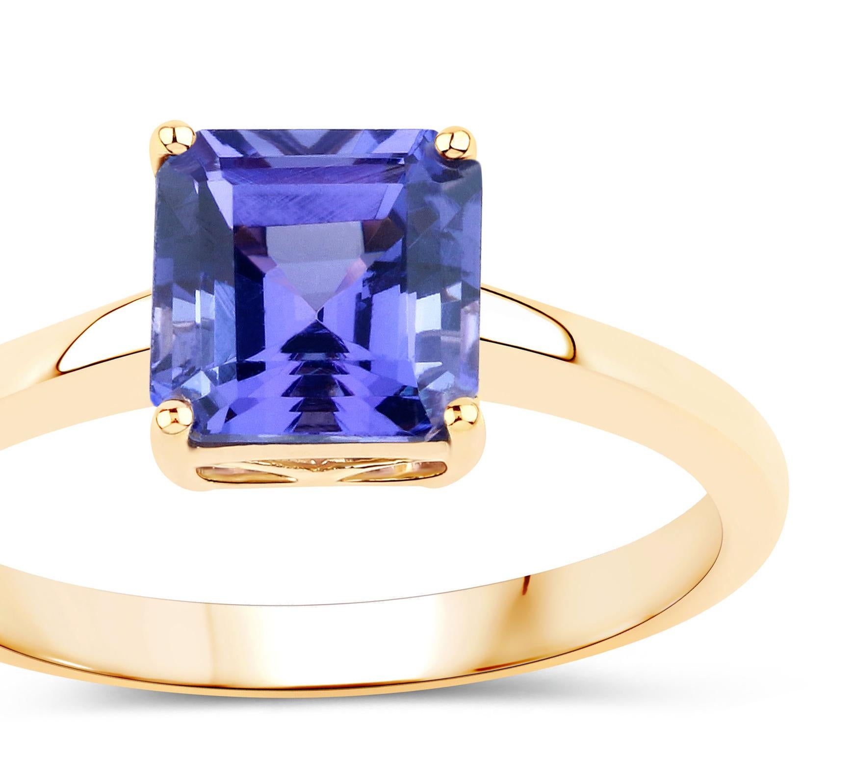 Natural Tanzanite Engagement Ring 1.78 Carats 14K Yellow Gold In New Condition For Sale In Laguna Niguel, CA