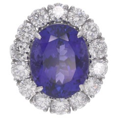 Natürlicher Tansanit Edelstein Cocktail Ring Diamant 10 Karat Weißgold Schmuck