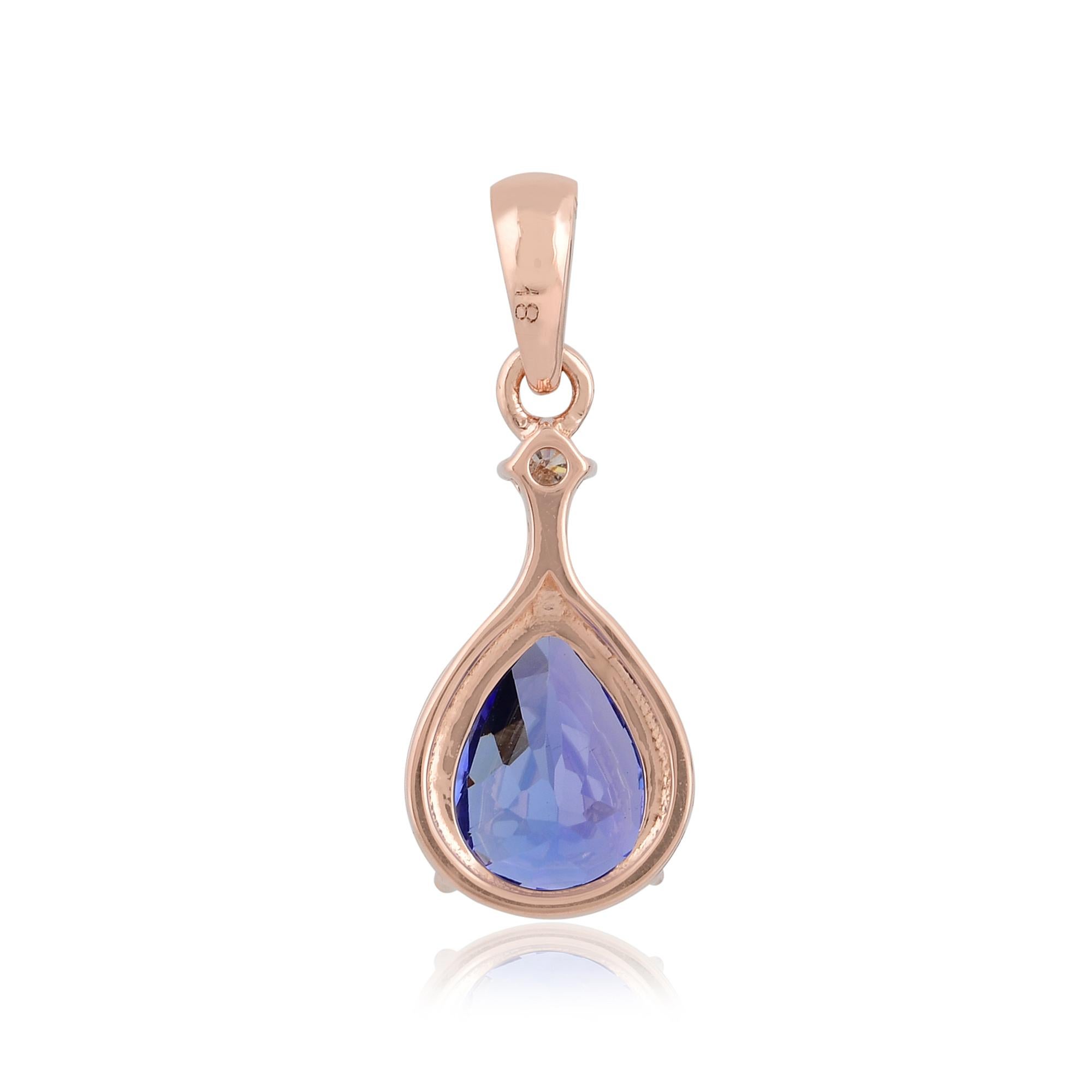 At the heart of this pendant is a captivating natural tanzanite gemstone, celebrated for its mesmerizing blue-violet hue. Each tanzanite gemstone is carefully hand-selected for its exceptional quality and color, displaying a rich and vibrant tone