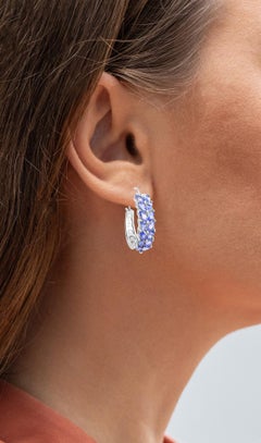 Natürliche Tansanit-Ohrringe 3,9 Karat Sterling Silber