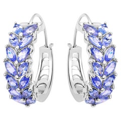 Natürliche Tansanit-Ohrringe 3,9 Karat Sterling Silber