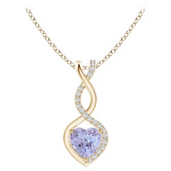 Natural Tanzanite Infinity Heart Pendant with Diamonds in 18K Yellow Gold