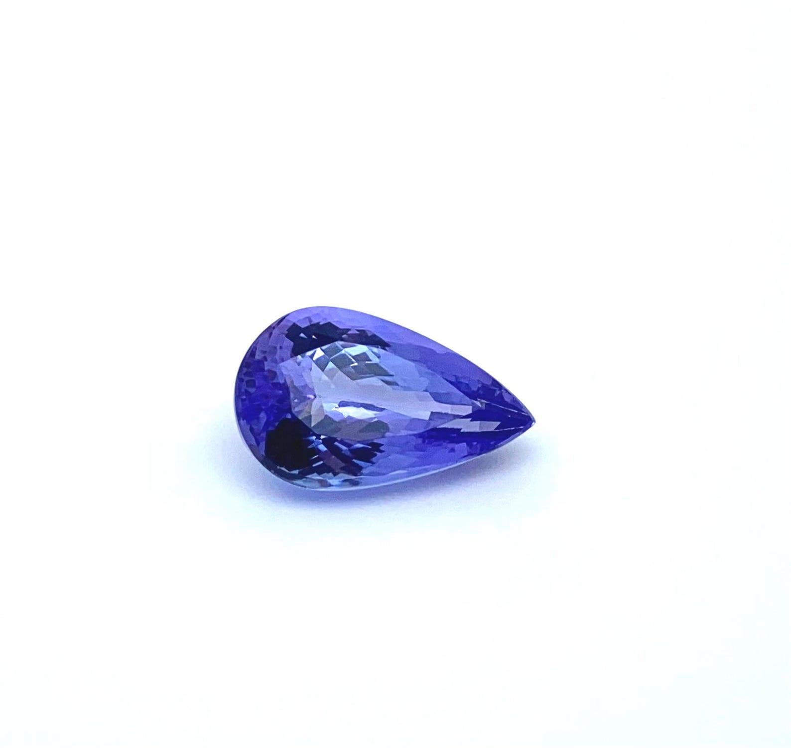 Pierre précieuse de tanzanite naturelle de 4,73 carats, taille poire, certificat GFCO, Tanzanie en vente 1