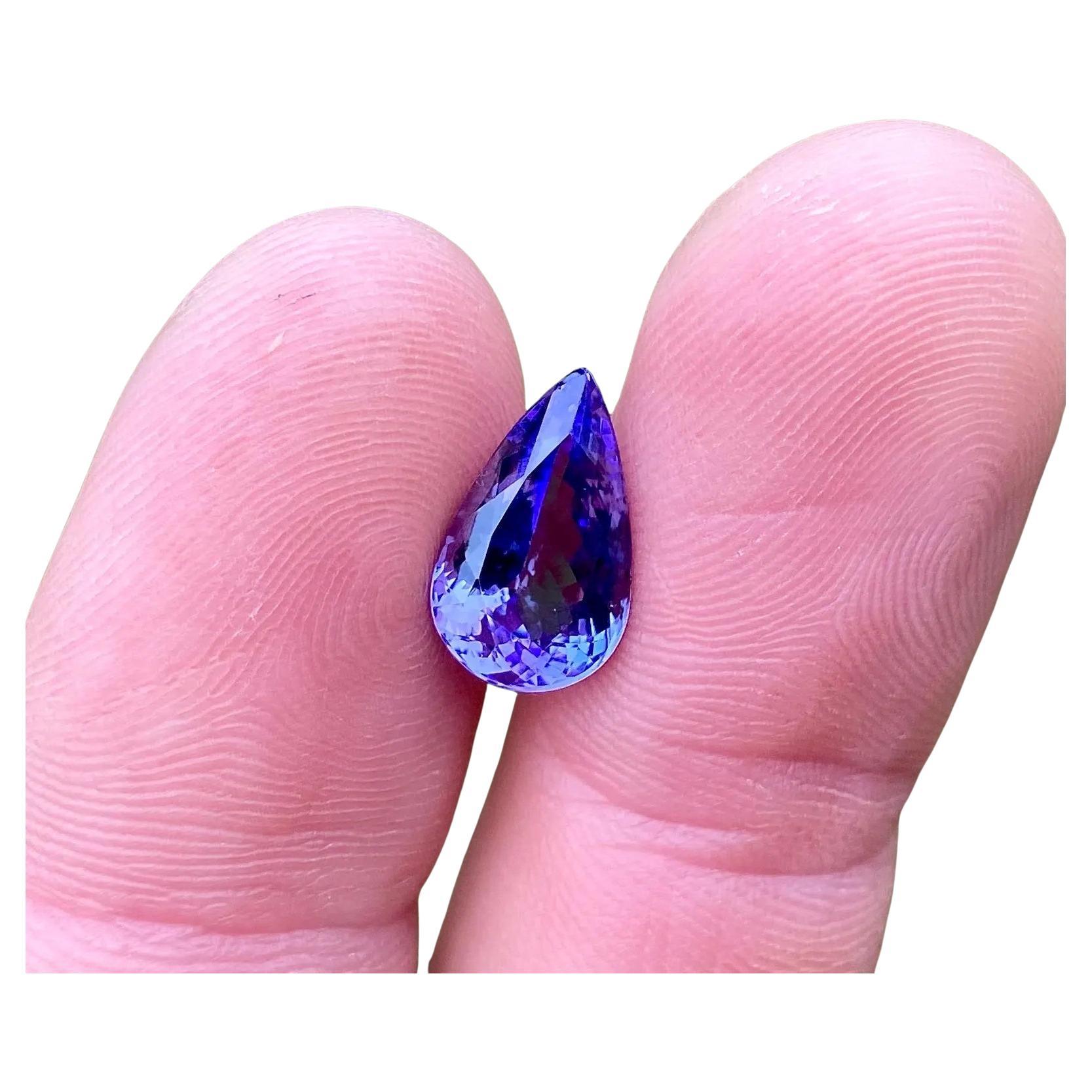 Pierre précieuse de tanzanite naturelle de 4,73 carats, taille poire, certificat GFCO, Tanzanie