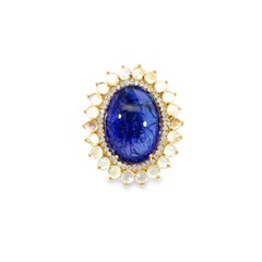 Natural Tanzanite, Moonstone and diamond earring