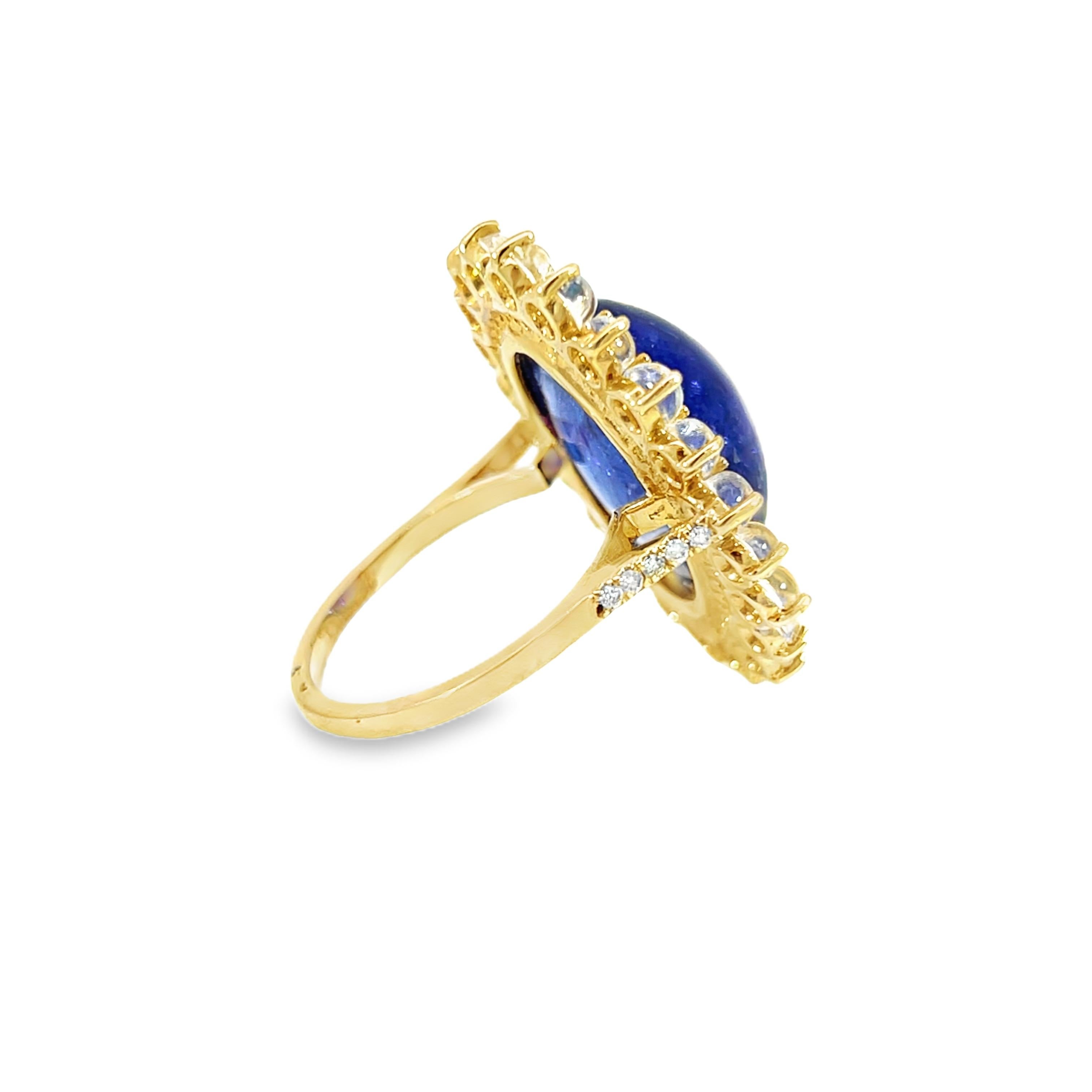 Boucles d'oreilles en tanzanite naturelle, pierre de lune et diamants Pour femmes en vente