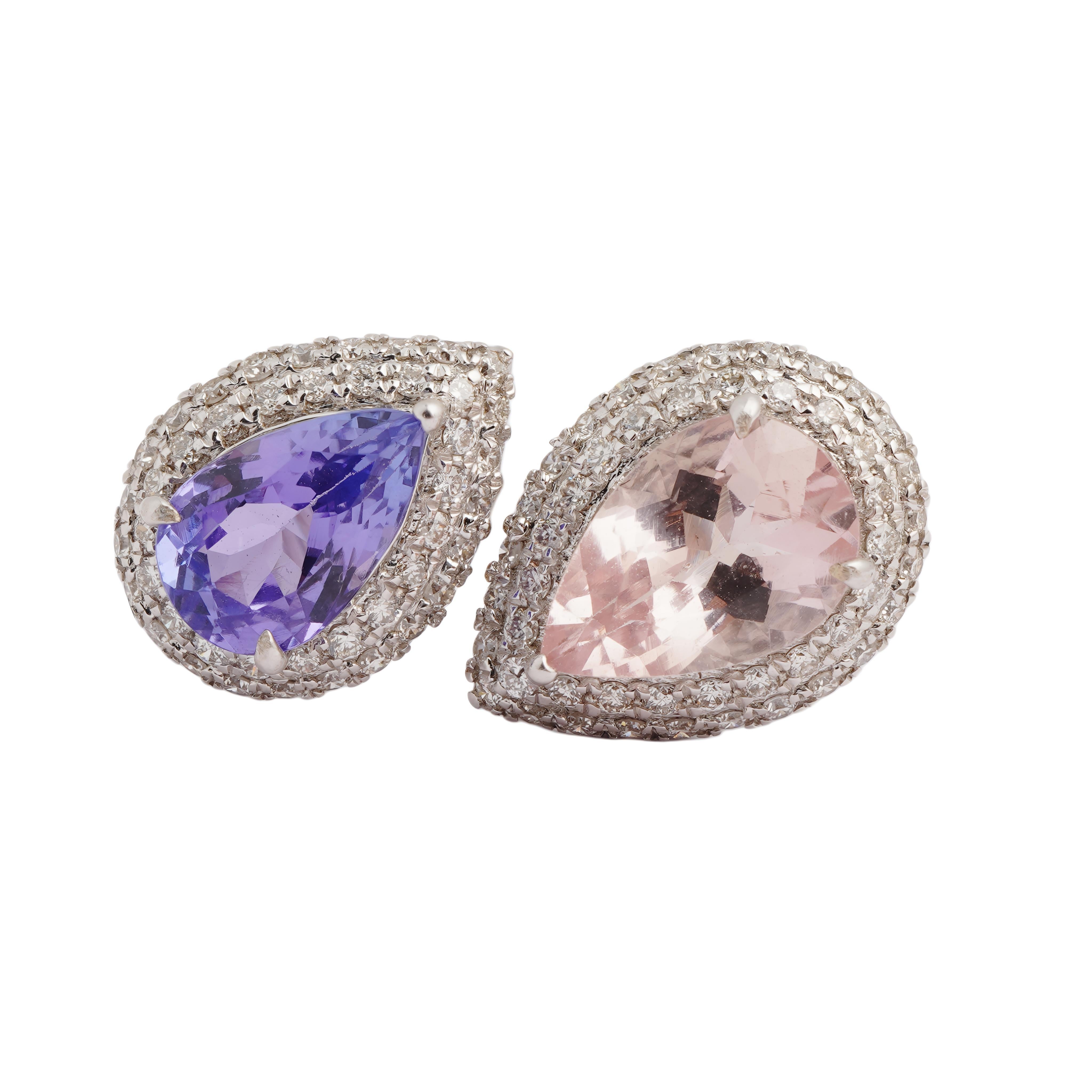 Natural tanzanite morgenite diamond ring in 18k gold Neuf - En vente à jaipur, IN