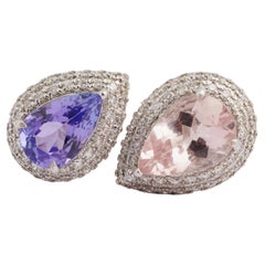 Natural tanzanite morgenite diamond ring in 18k gold