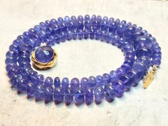 Art Deco 22-Inch Natural Tanzanite Beaded Necklace, 62g, USA