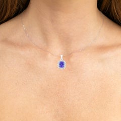 Natürlicher Tansanit-Anhänger mit Diamanten 2,48 Karat 14K Weißgold