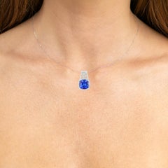 Natural Tanzanite Pendant With Diamonds 4.26 Carats 14K White Gold