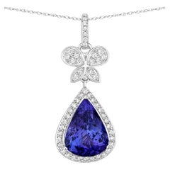 Natürlicher Tansanit-Anhänger mit Diamanten 5,50 Karat 18K Weißgold