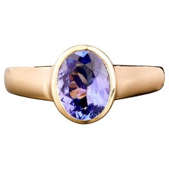Natural Tanzanite Ring 1.7 Carats 9K Yellow Gold