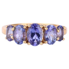 Natural Tanzanite Ring 2.04 Carats 9K Yellow Gold