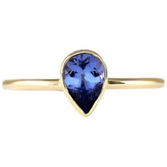 Bague en or jaune 14 carats avec tanzanite naturelle 