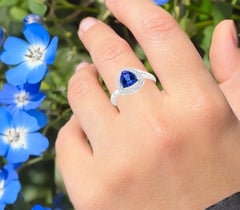Natürlicher Tansanit Ring mit Diamanten 1,44 Karat 14K Weißgold