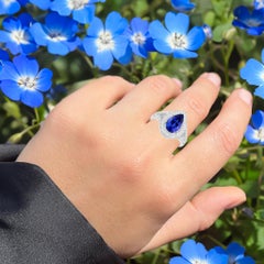 Natural Tanzanite Ring With Diamonds 2.58 Carats 14K White Gold