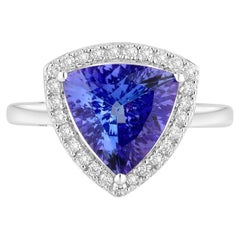 Natürlicher Tansanit Ring mit Diamanten 3,2 Karat 14K Weißgold