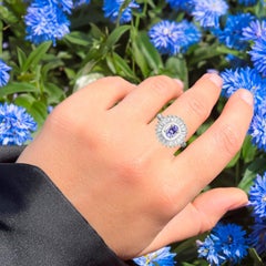 Natürlicher Tansanit Ring mit weißem Topas 2,19 Karat Sterling Silber