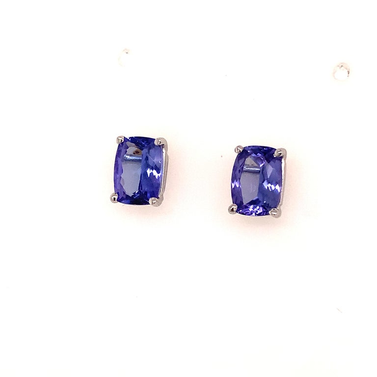 Natural Tanzanite Stud Earrings 14k Gold 2.25 Tcw Certified at 1stDibs