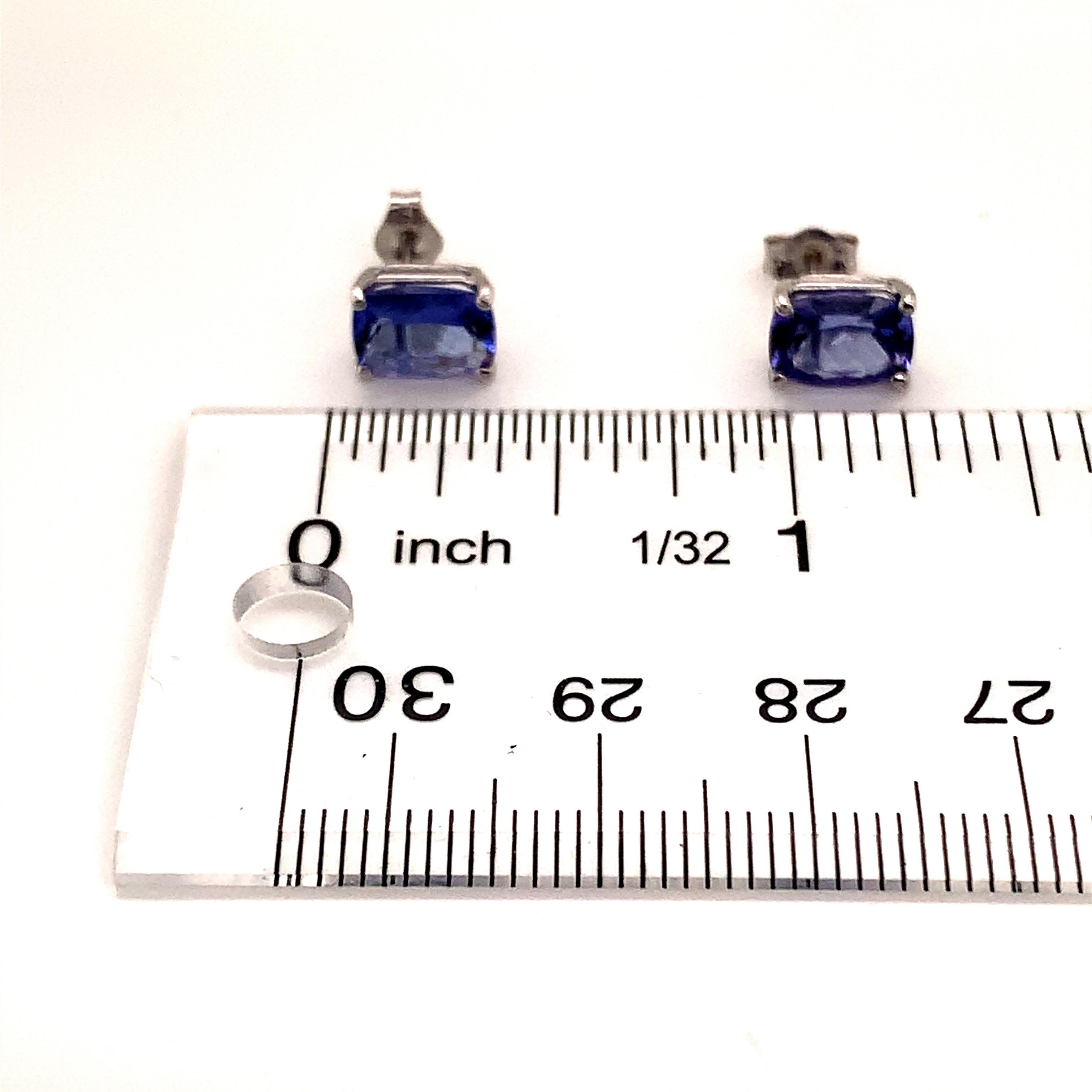 Natural Tanzanite Stud Earrings 14k Gold 2.25 Tcw Certified In New Condition In Brooklyn, NY