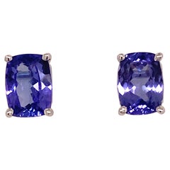 Natural Tanzanite Stud Earrings 14k Gold 2.25 Tcw Certified