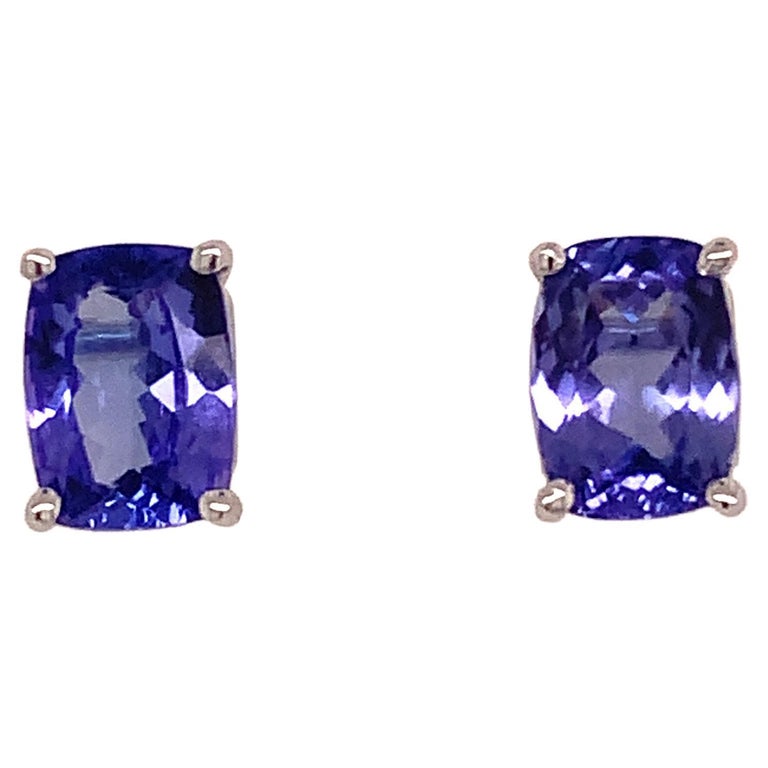 Natural Tanzanite Stud Earrings 14k Gold 2.25 Tcw Certified at 1stDibs