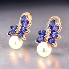 Natural Tanzanite Stud Earrings in.925 Sterling Silver Bridal Wedding Jewelry