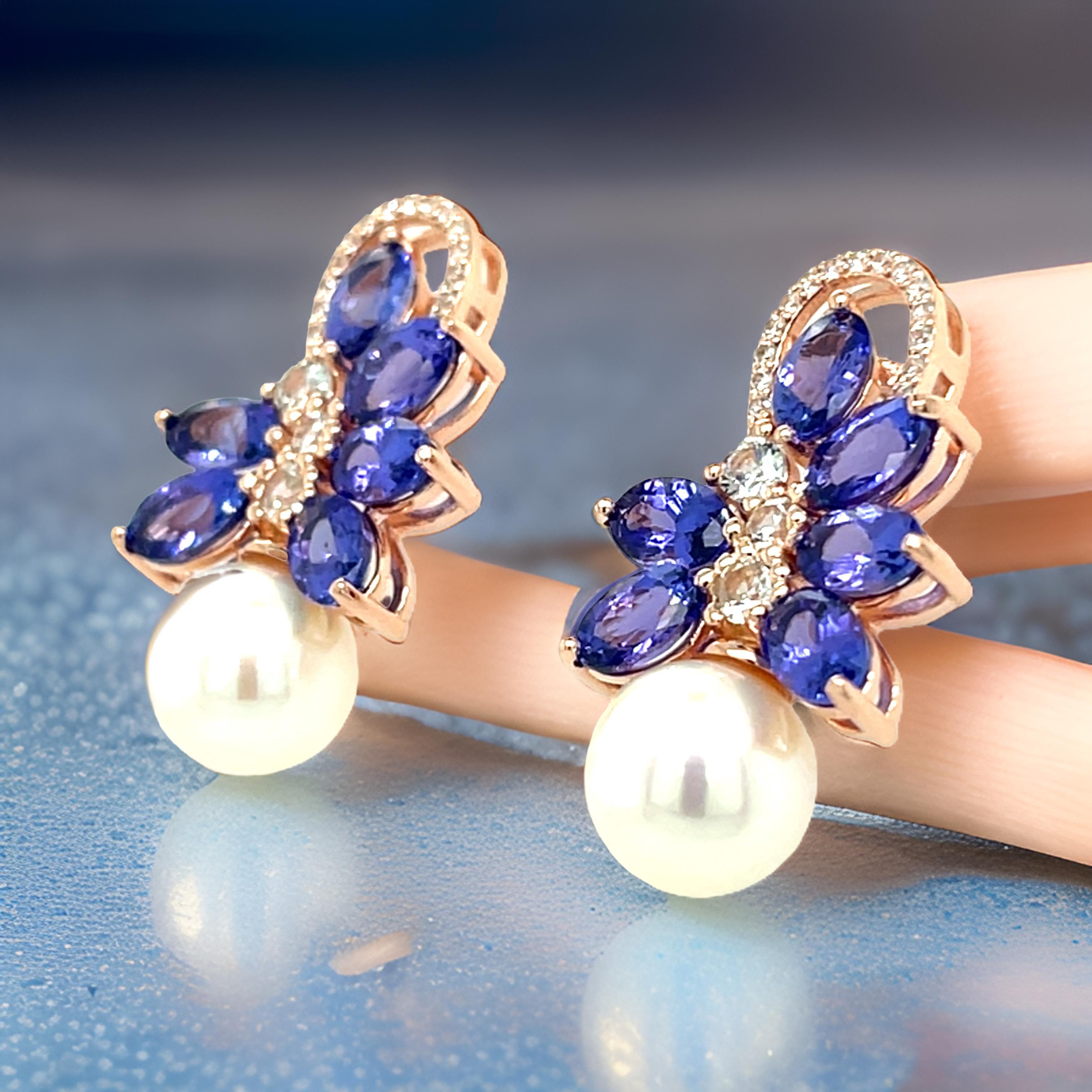 Art Deco Natural Tanzanite Stud Earrings in.925 Sterling Silver Bridal Wedding Jewelry For Sale