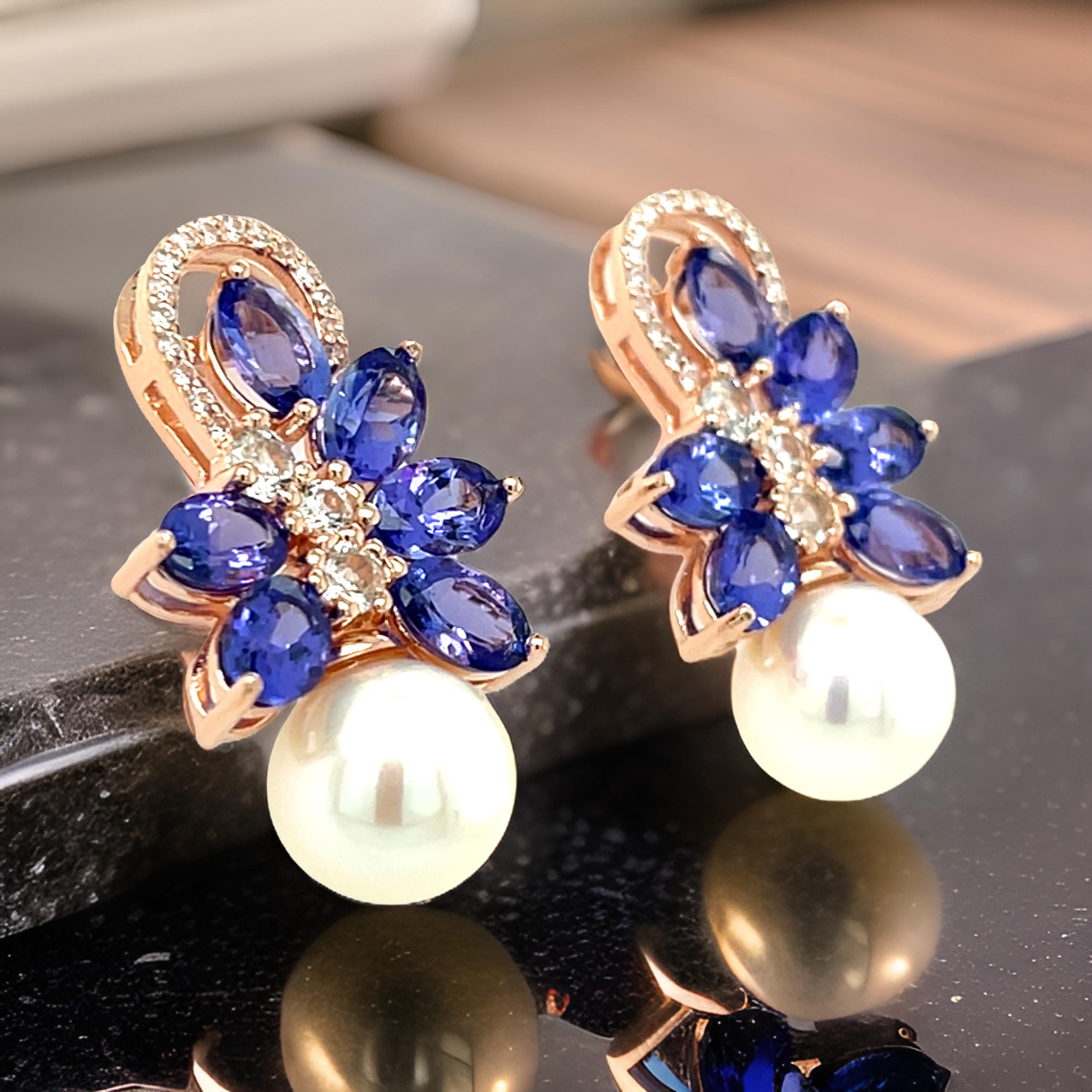 Women's Natural Tanzanite Stud Earrings in.925 Sterling Silver Bridal Wedding Jewelry For Sale