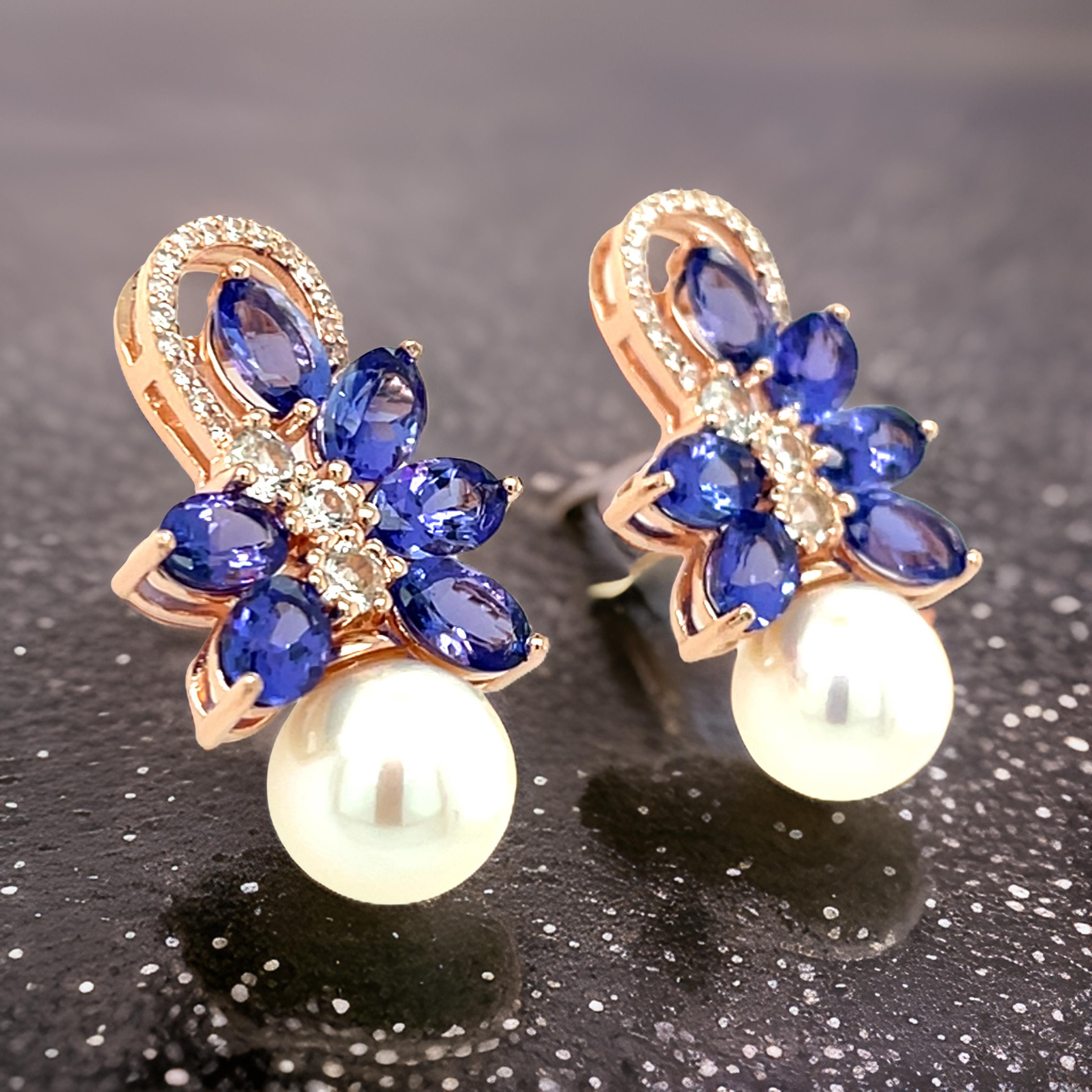 Natural Tanzanite Stud Earrings in.925 Sterling Silver Bridal Wedding Jewelry For Sale 1