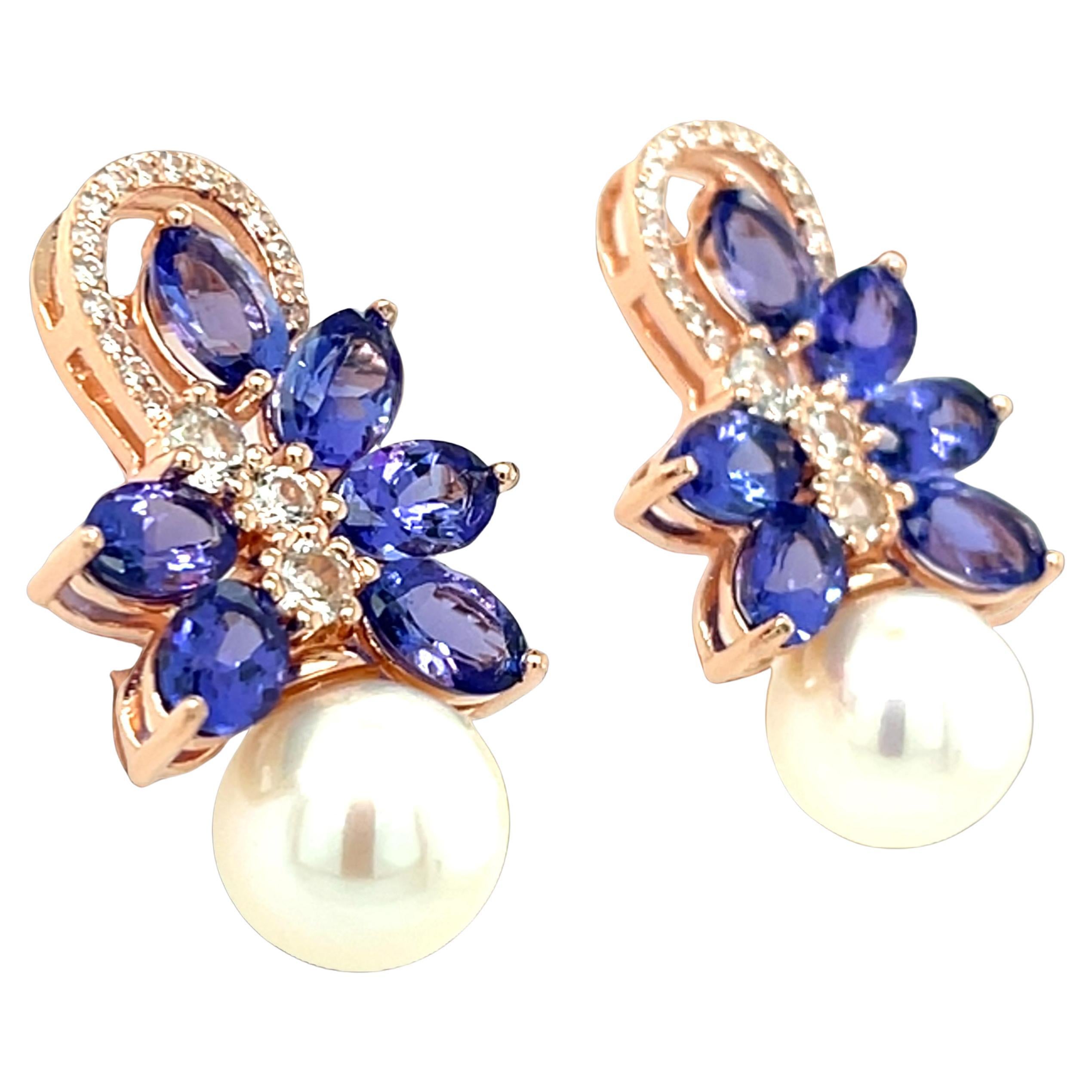 Natural Tanzanite Stud Earrings in.925 Sterling Silver Bridal Wedding Jewelry