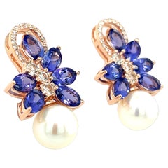 Boucles d'oreilles Tanzanite Naturelle en Argent 925 Bijoux de Mariage et de Mariage