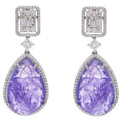 Natural Tanzenite Earring with 1.86 Cts Diamond & Tanzenite 35.40 Cts in 18k