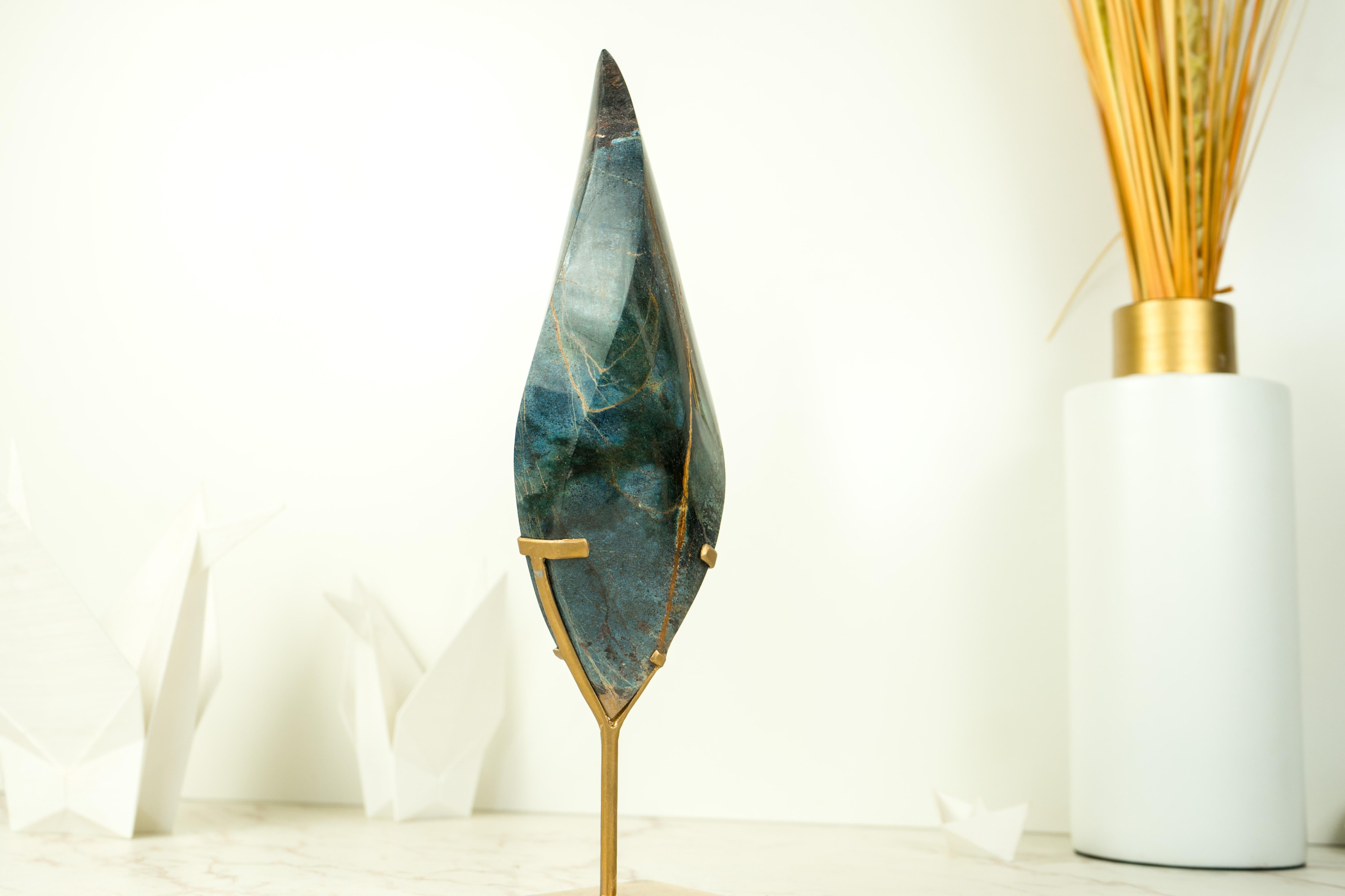 Blue Quartz Crystal Flame Sculpture made with Natural 