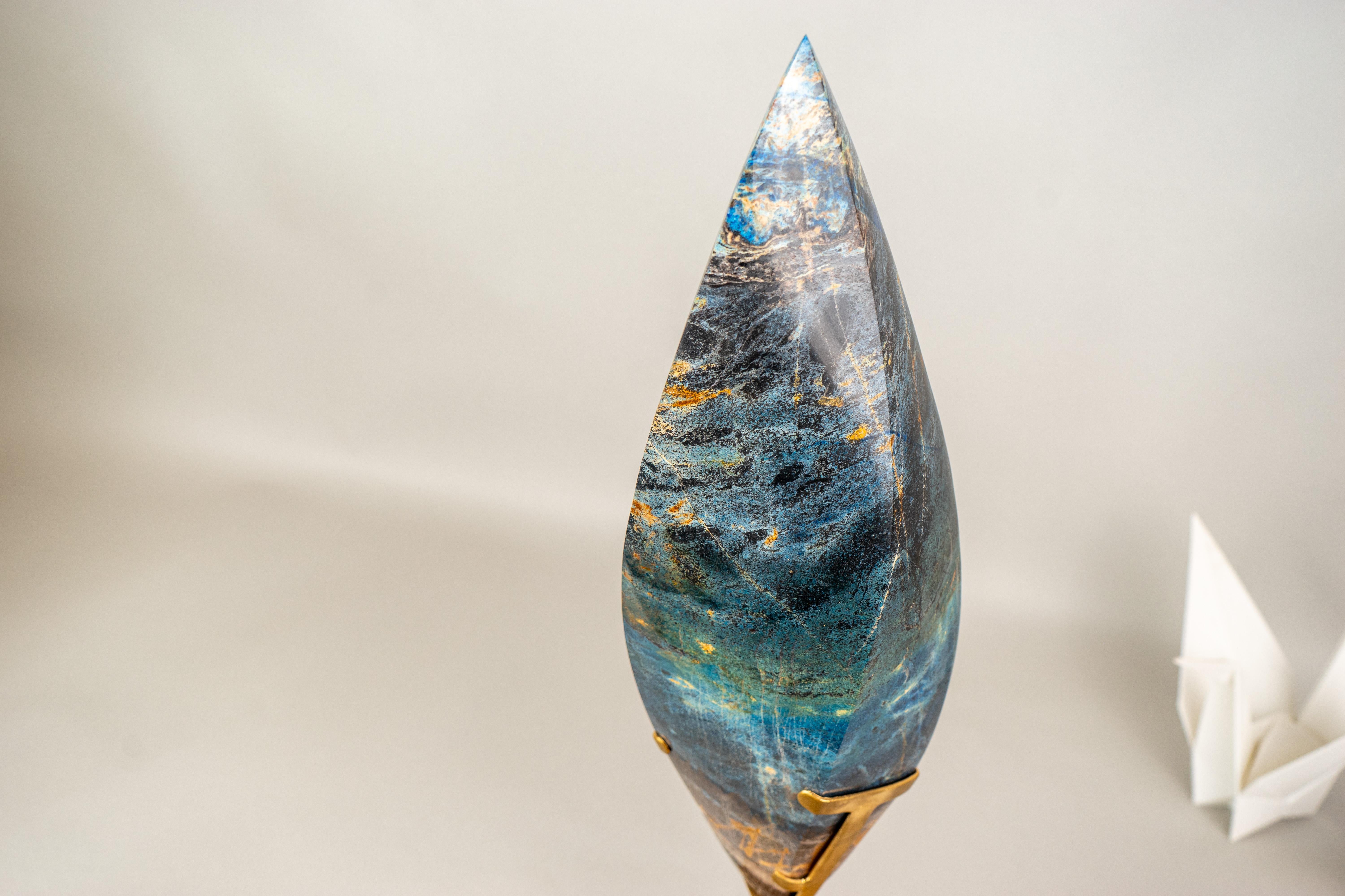 Scultura di fiamma in cristallo blu alzavola Nature in vendita 4