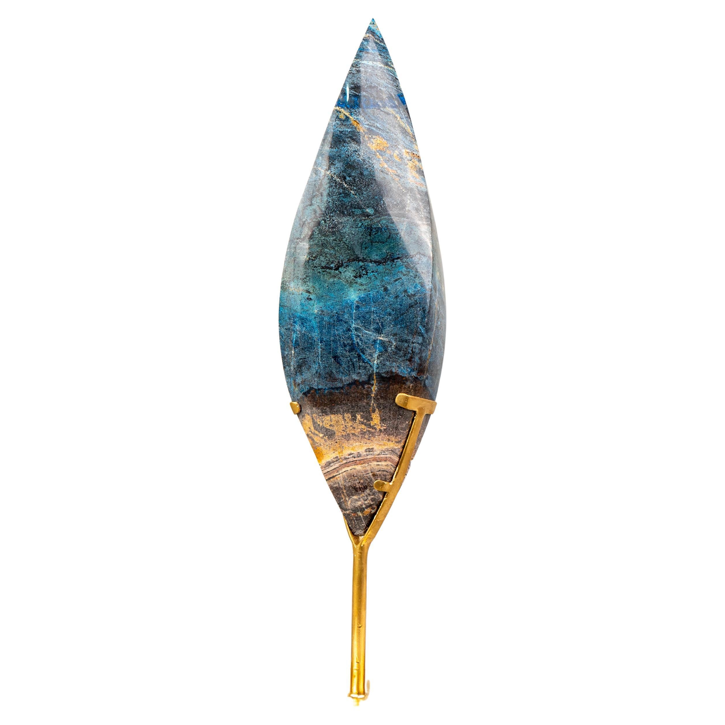 Natural Teal Blue Crystal Flame Sculpture