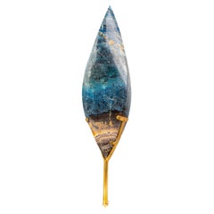 Natural Teal Blue Crystal Flame Sculpture