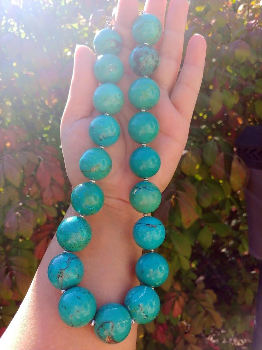 Natural Tibetan Turquoise Necklace For Sale 6