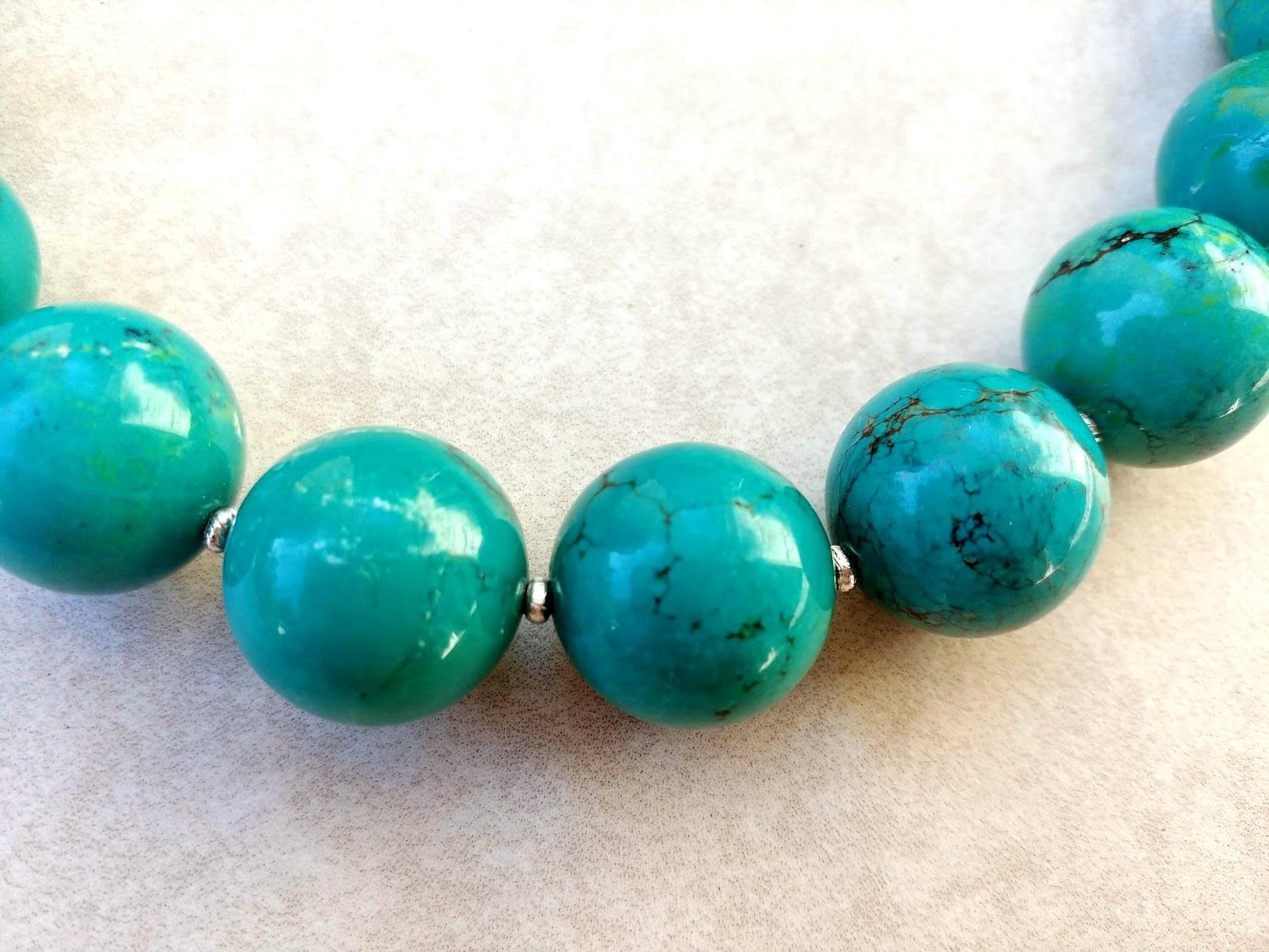Bead Natural Tibetan Turquoise Necklace For Sale