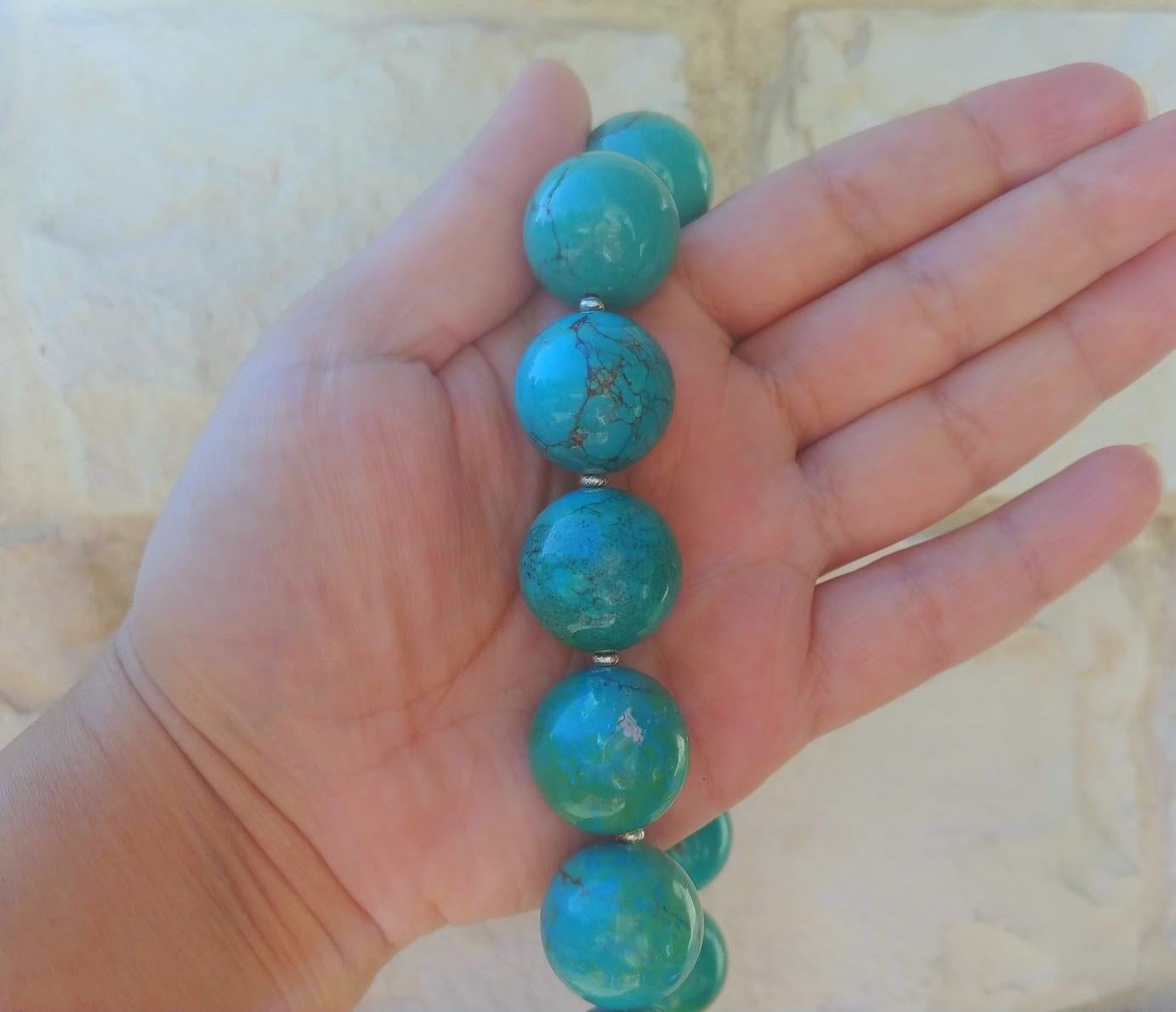 Natural Tibetan Turquoise Necklace For Sale 4