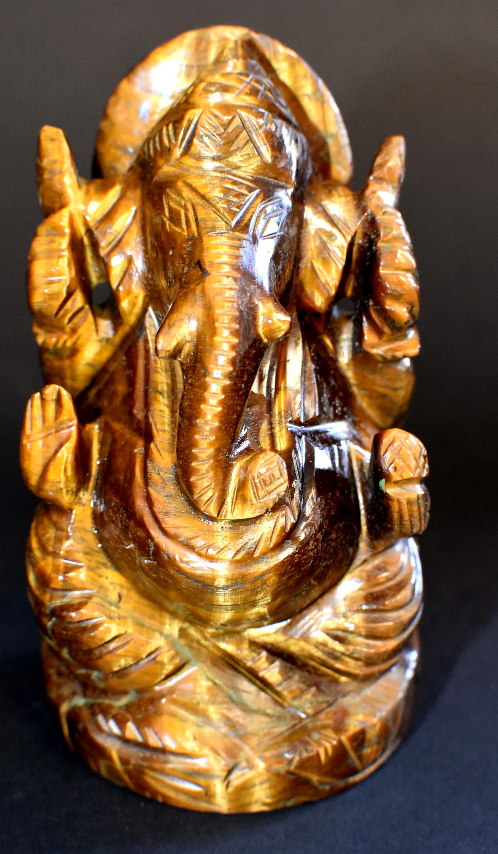 Natural Tiger's Eye Ganesh Statue 1 lb 6
