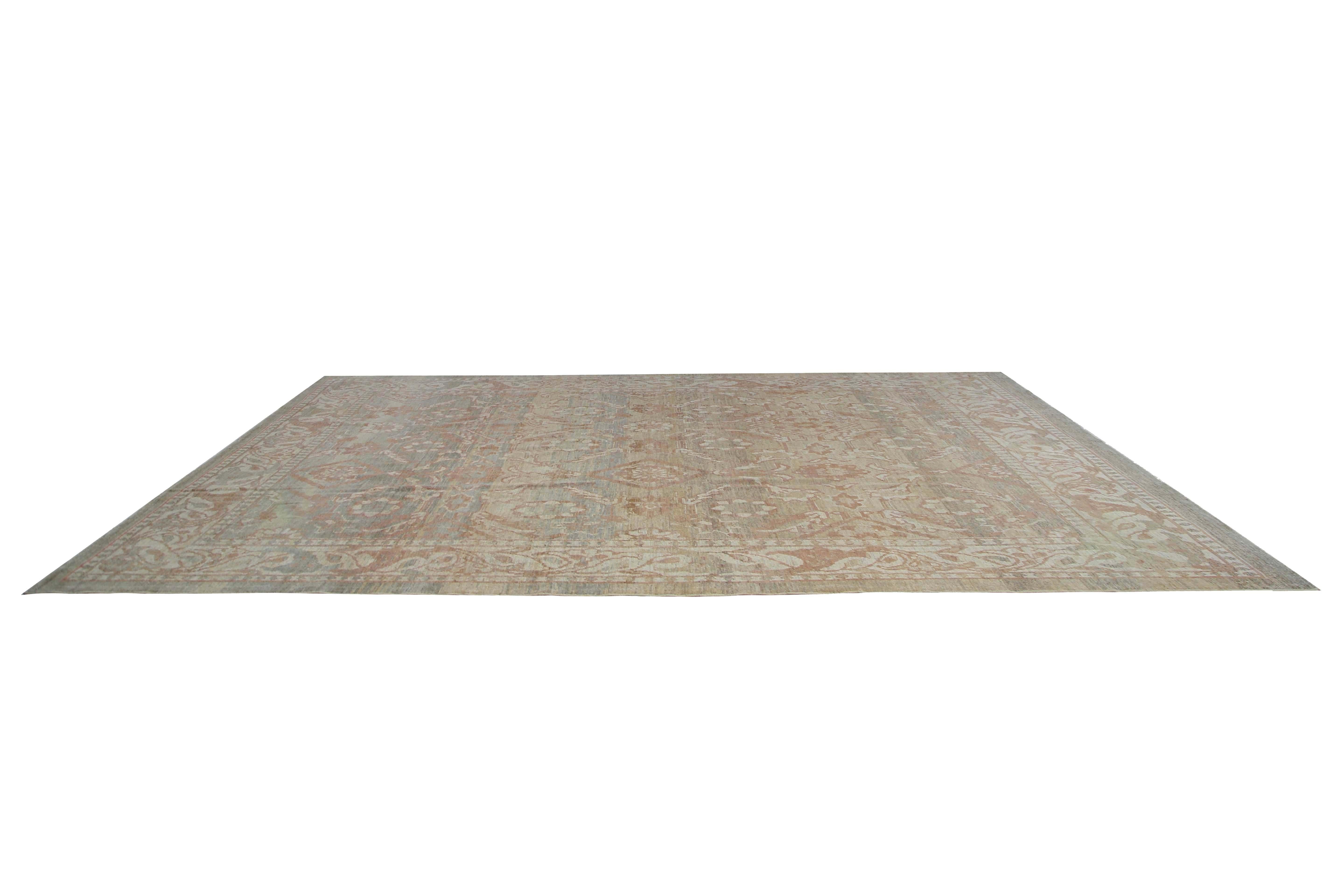 Hand-Woven Natural Toned Turkish Sultanabad Rug For Sale