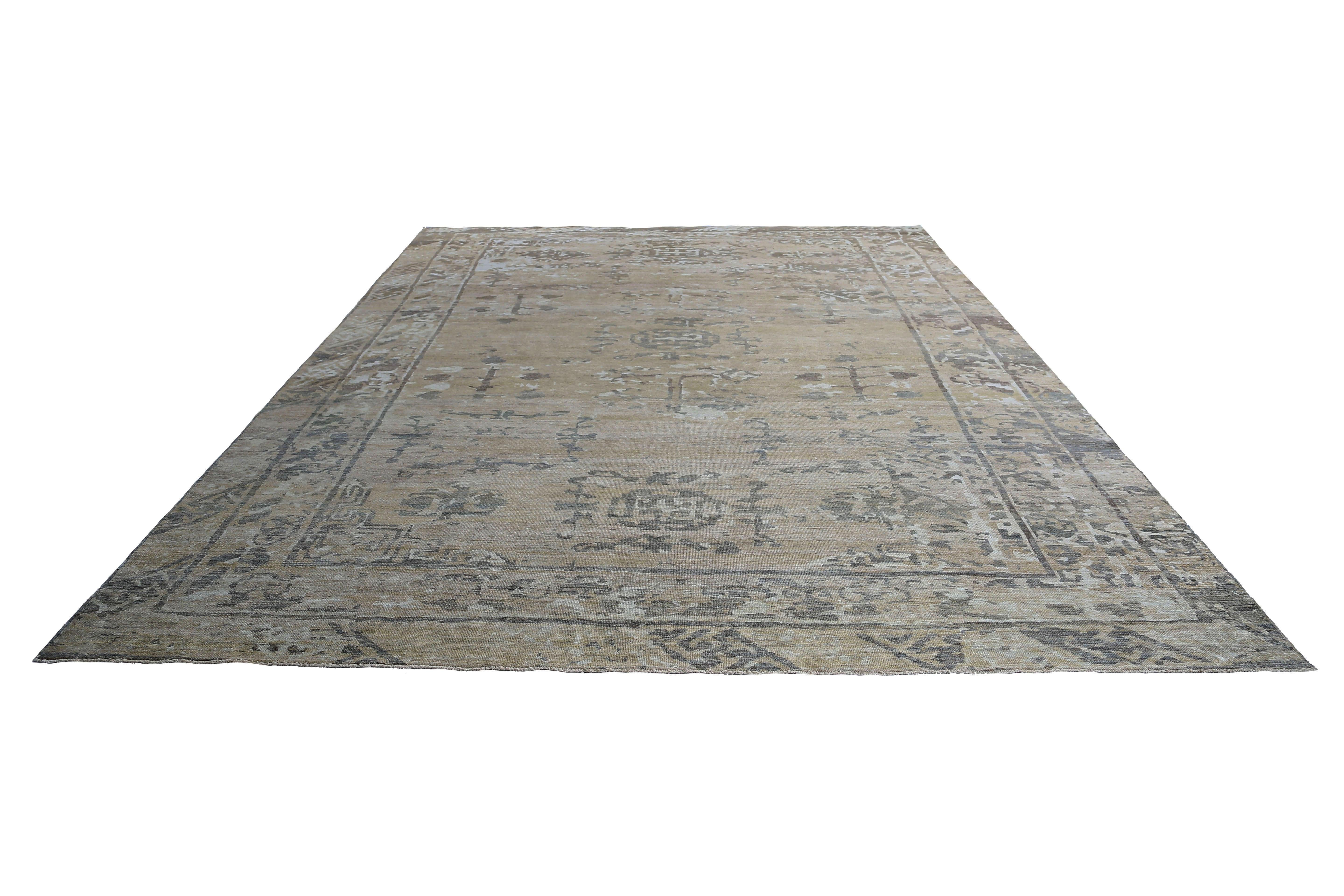 Contemporary Natural Toned Turkish Sultanabad Rug For Sale