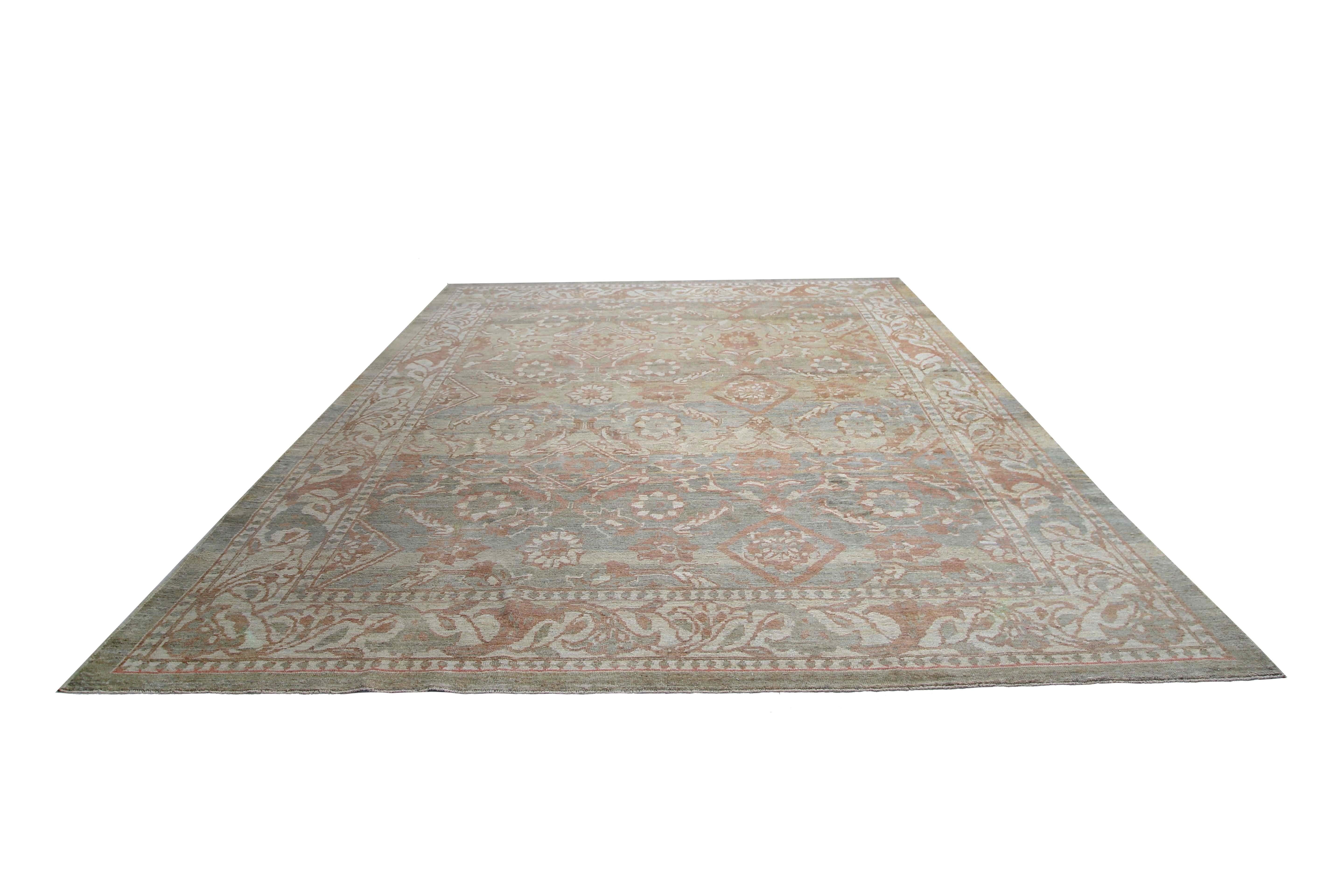Afghanistan Sultanabad Rugs Circa 1990 - Lana Blu Marrone Verde - 95688 In condizioni ottime in vendita a Dallas, TX