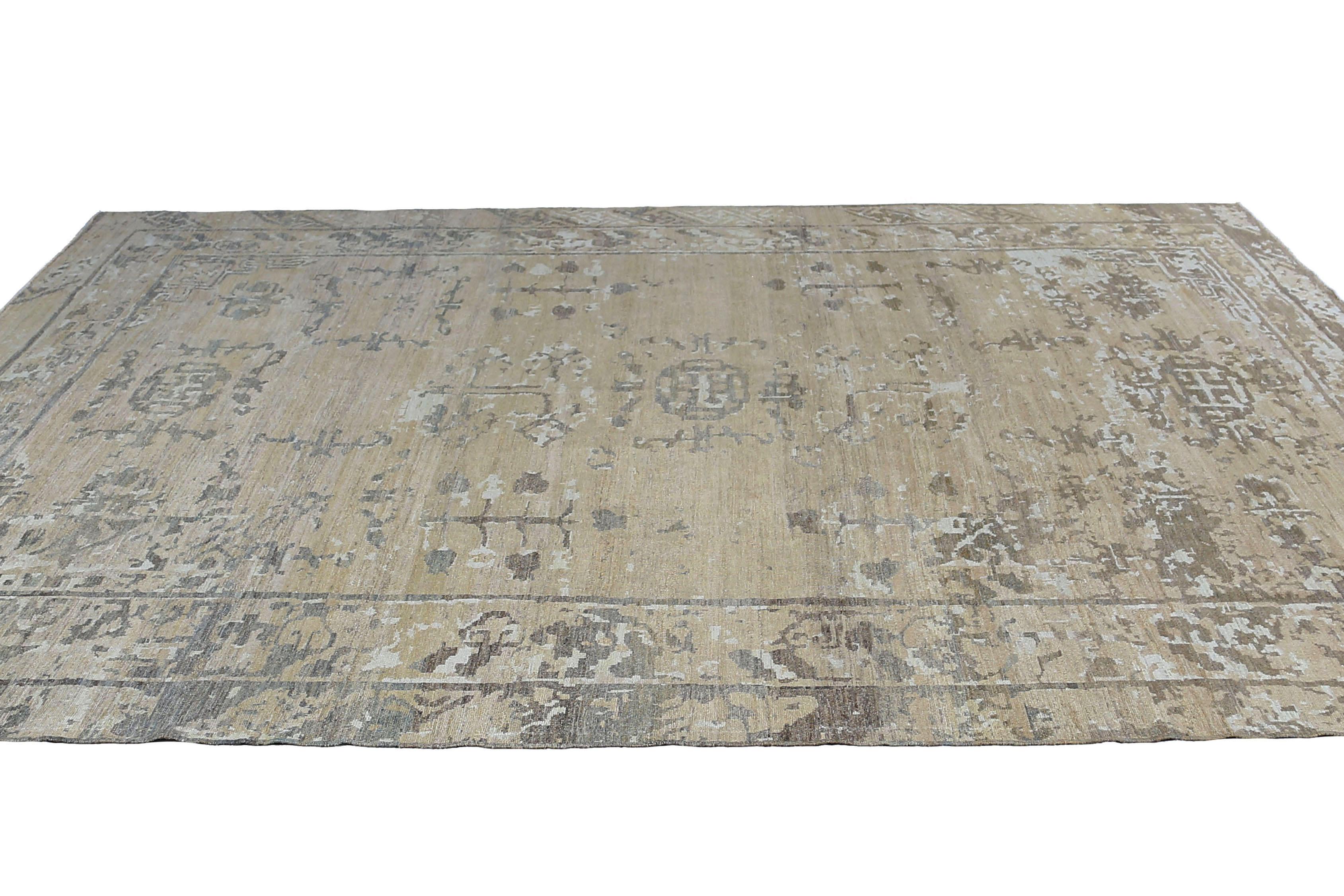 Natural Toned Turkish Sultanabad Rug For Sale 3
