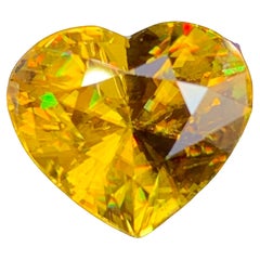 Natural Top AAA Quality Magnificent Yellow Fire Sphene 5.30 Carat Heart Shape 